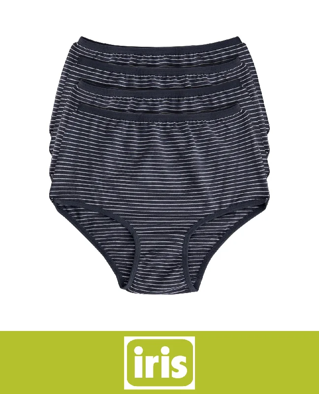 Women's mid - rise briefs with a bow detail Iris Sport 4-Pack Ultra Comfort Cotton and Spandex Striped Panty Briefs Women's mid - rise briefs with a bow detail Iris Sport 4-Pack Ultra Comfort Cotton and Spandex Striped Panty Briefs
