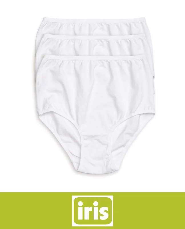 Women's high - waisted briefs with a lace trim Iris Whites 3-Pack Ultra Comfort Cotton Brief Panties Women's high - waisted briefs with a lace trim Iris Whites 3-Pack Ultra Comfort Cotton Brief Panties