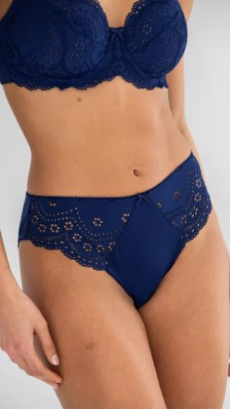 Women's mid - rise briefs with a bow detail Swoon High-Waist Brief In Navy - Pour Moi Women's mid - rise briefs with a bow detail Swoon High-Waist Brief In Navy - Pour Moi
