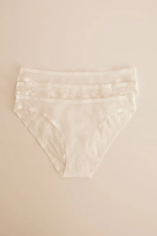 microfiber panties for women with softness 3-pack ivory lace panties