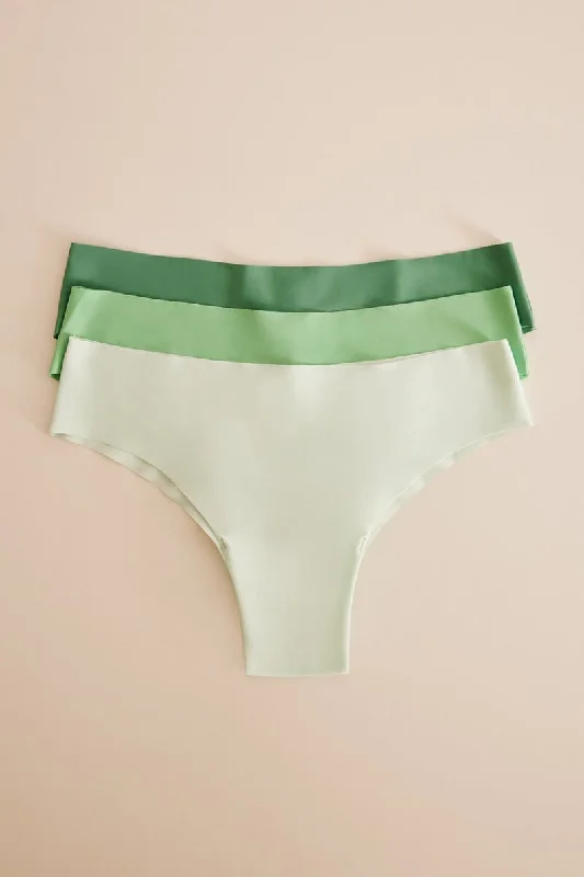 high waisted women panties for tummy control 3-Pack of Green seamless Panties