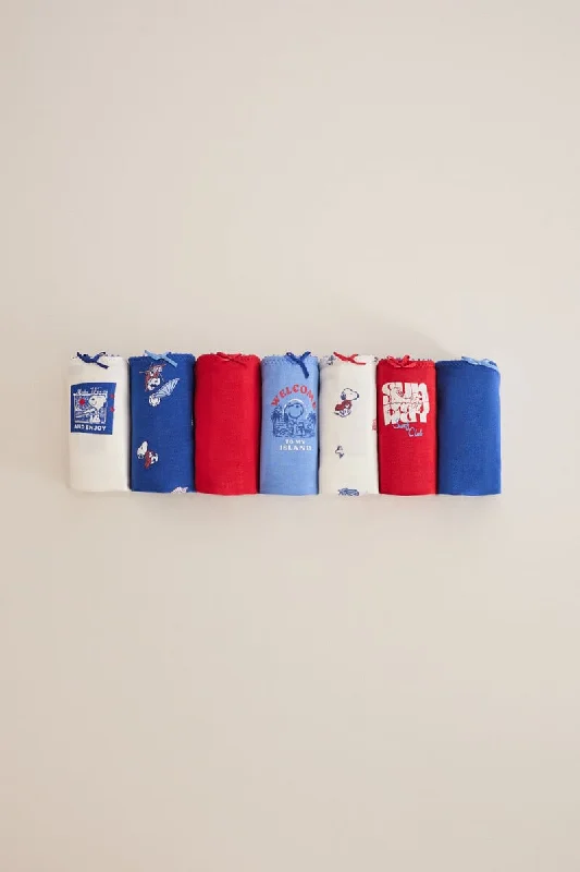 seamless thermal panties for women for warmth 7-pack full Snoopy panties