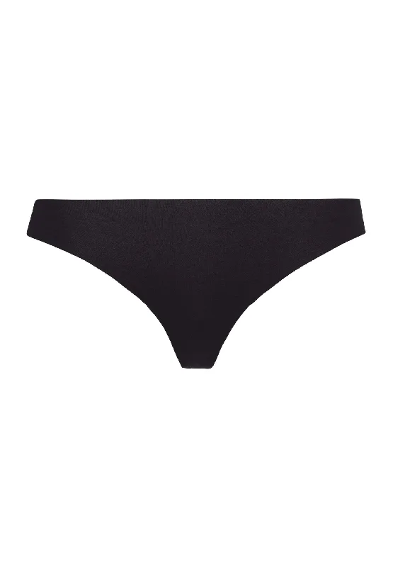 seamless anti - chafing panties for women for all - day comfort Invisible Cotton Thong | Black 71225-019