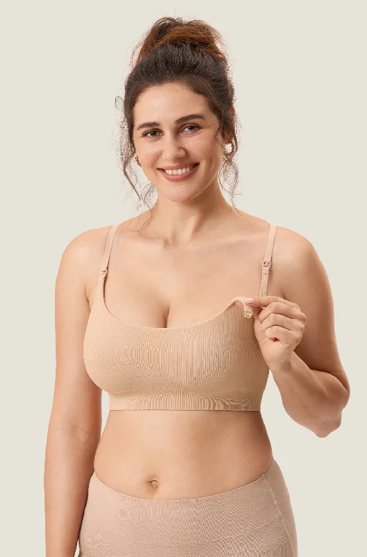 organic cotton hypoallergenic women nursing bra Ribbed Scoop Nursing Bralette