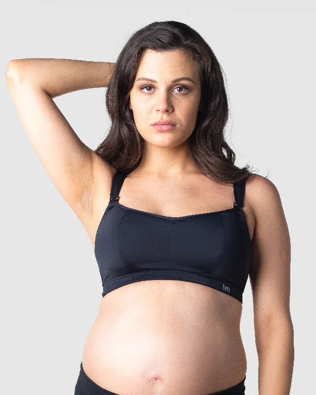 odor resistant women nursing bra BALANCE SPORTS BLACK NURSING BRA - WIREFREE