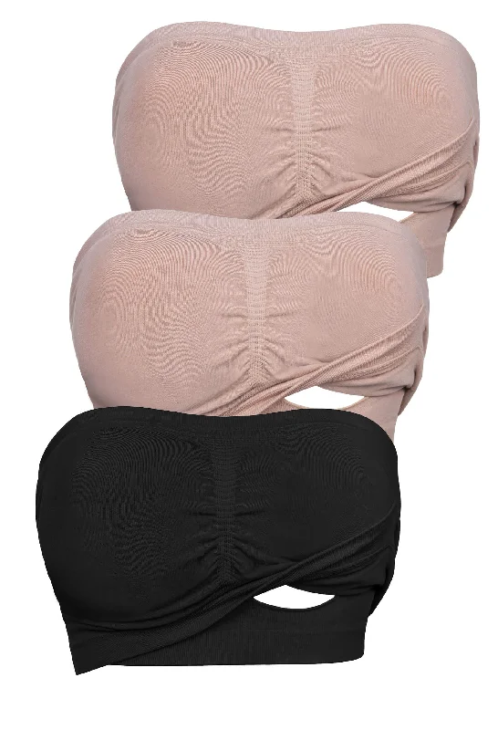 wireless women nursing bra for a natural feel Full Bust Bamboo Strapless Maternity & Nursing Wire Free ﻿Bra - 3 Pack