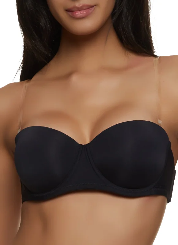 Breathable Bamboo Lingerie for Women  Basic Clear Back Strap Convertible Balconette Bra