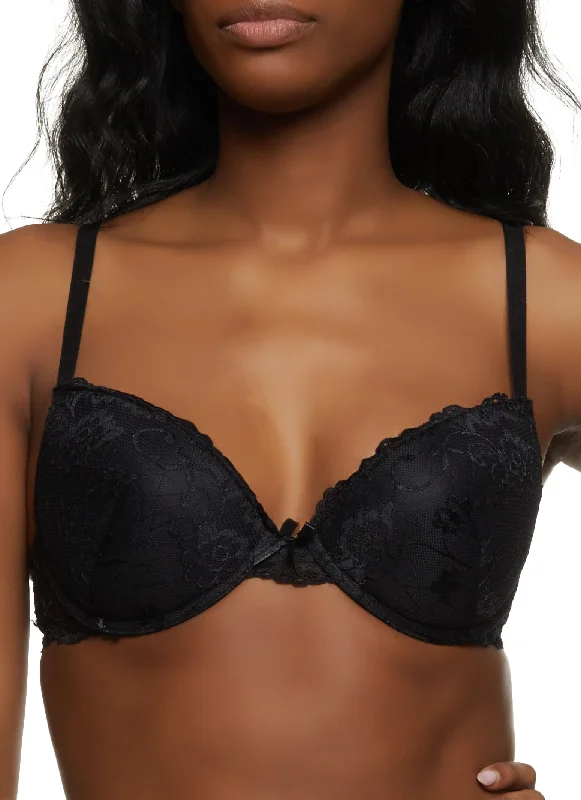 Women's Silk Lingerie Sets  Basic Floral Lace Plunge Bra