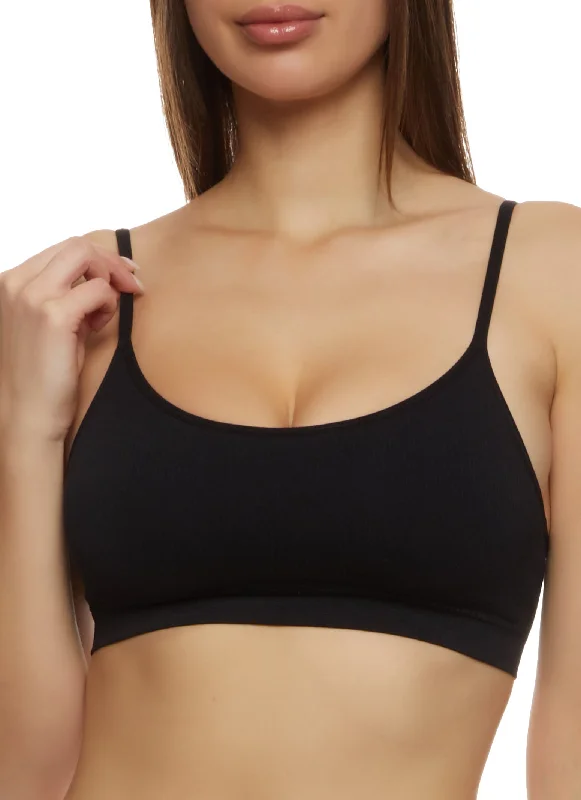 Sexy Lingerie for Women with Stockings  Solid Ribbed Seamless Bralette