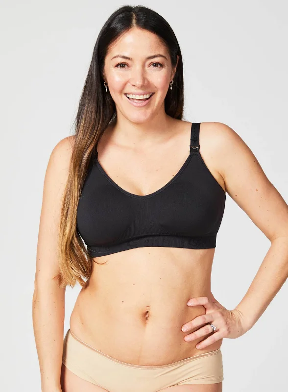 hands free women nursing bra for multitasking Cake Maternity: Rock Candy Seamless Bra Black