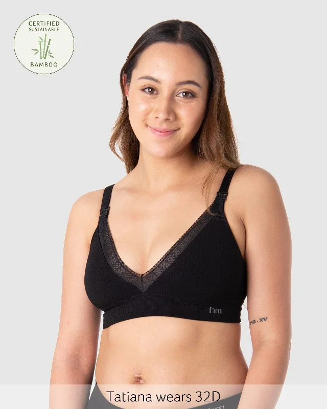 plus size front closure women nursing bra CARESS SEAMFREE BAMBOO BLACK REGULAR - WIREFREE plus size front closure women nursing bra CARESS SEAMFREE BAMBOO BLACK REGULAR - WIREFREE