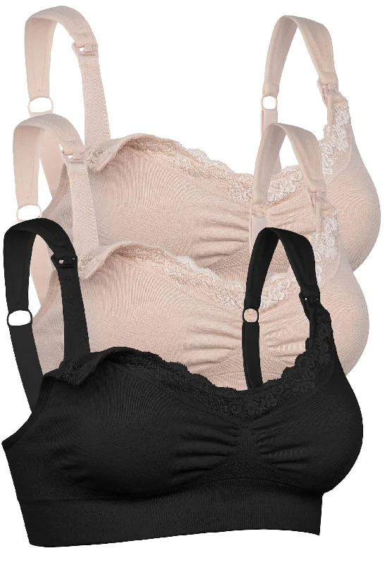 plus size front closure women nursing bra Cushion ﻿Padded Strap Wire Free Maternity & Nursing Bra﻿ - 3 Pack