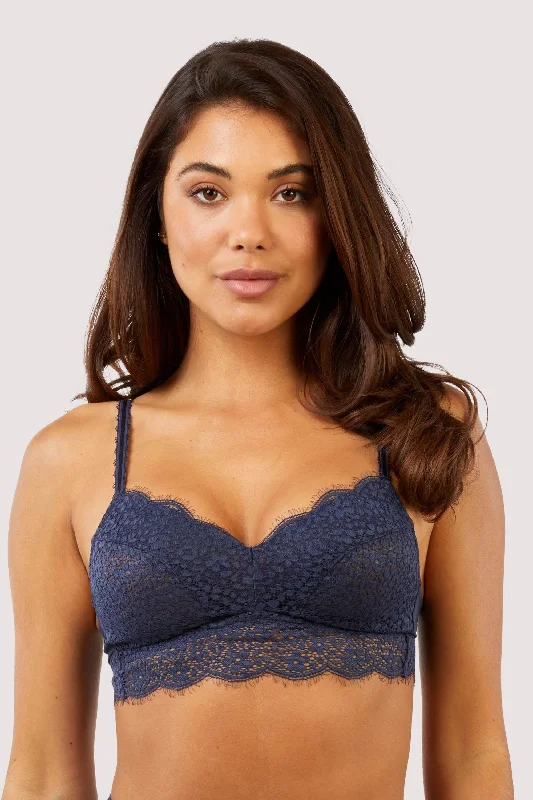 Lightly padded non wired bras for modesty​ Emma Navy Ultimate Comfort Wireless Bra