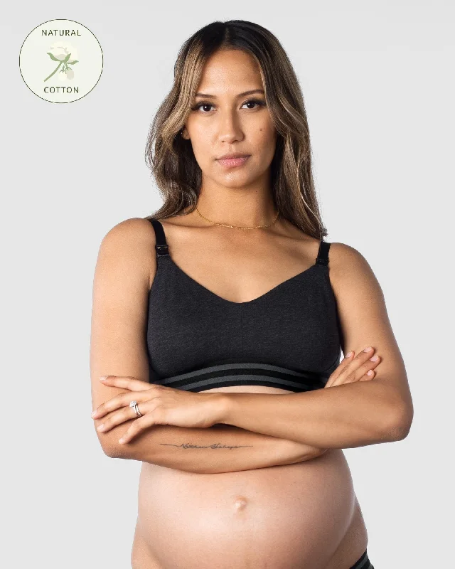 lace trim women nursing bra for a feminine touch ELEVATE COTTON GREY MARLE MULTIFIT NURSING BRA - WIREFREE lace trim women nursing bra for a feminine touch ELEVATE COTTON GREY MARLE MULTIFIT NURSING BRA - WIREFREE