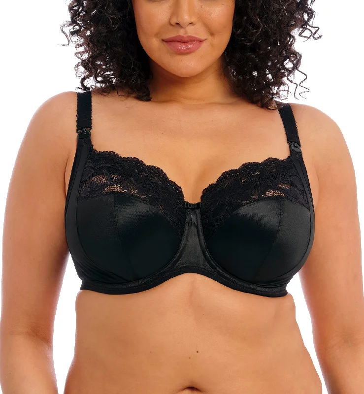 hand wash only women nursing bra Elomi Molly Stretch Lace Underwire Nursing Bra (4542) - Black