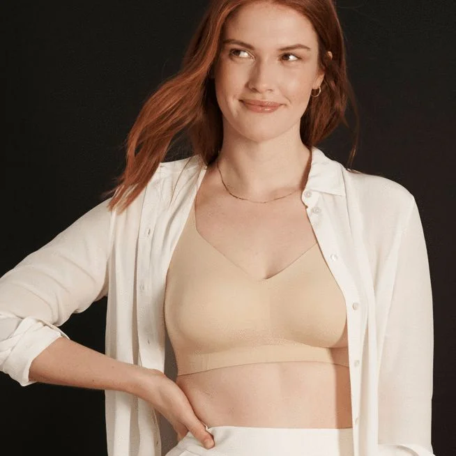 Non wired push up bras for small busts​ Evelyn & Bobbie Beyond Bra in Sand
