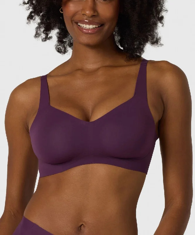 convertible women bra and panty sets with removable straps Evelyn & Bobbie Beyond Plum Wireless Bra