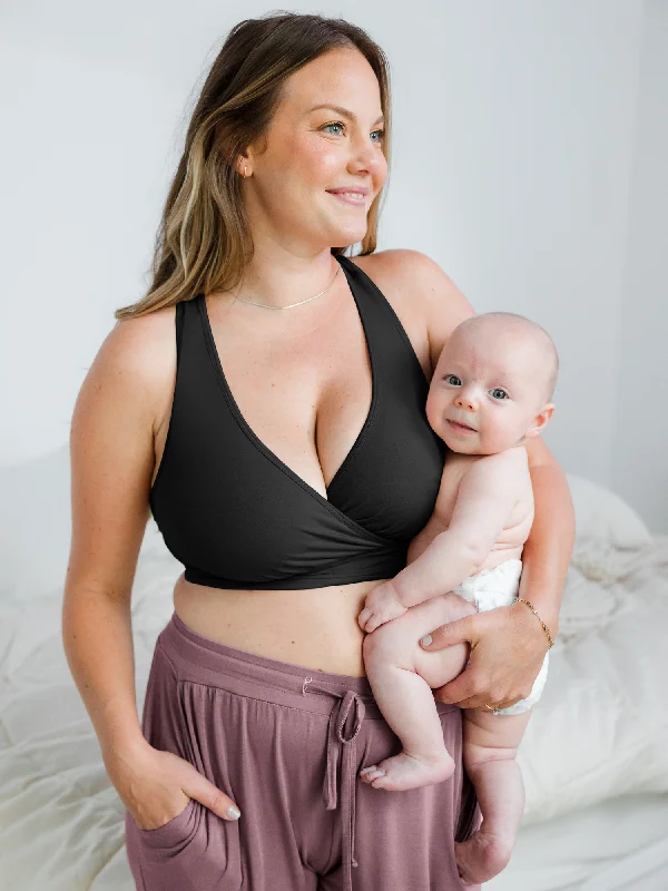 sleep - friendly women nursing bra French Terry Racerback Nursing & Sleep Bra | Black