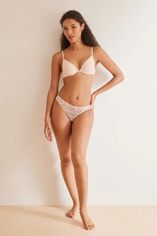 lace hipster panties for women with a trendy style GORGEOUS pink lace and microfibre push-up bra