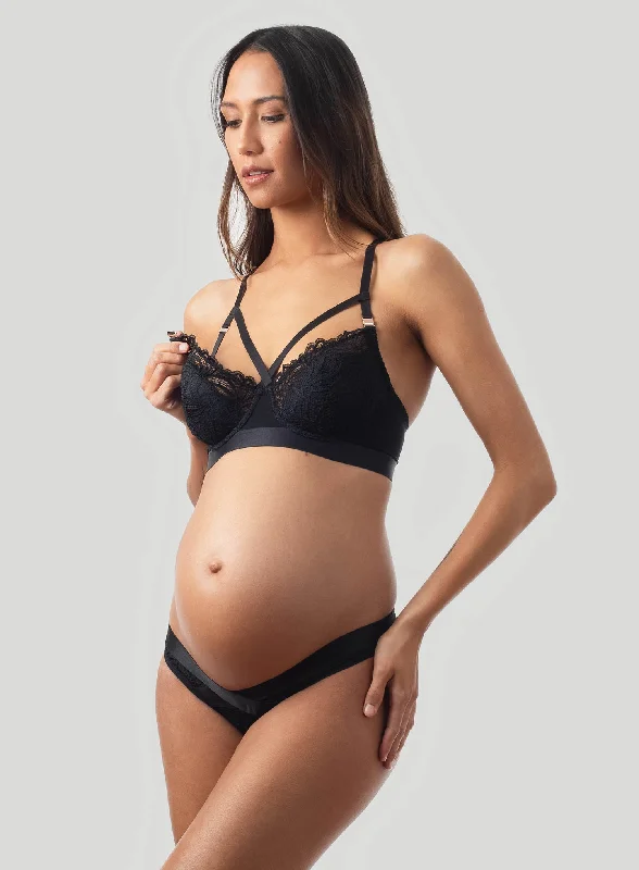 hands free women nursing bra for multitasking Hot Milk: Warrior Balconette Bra Black