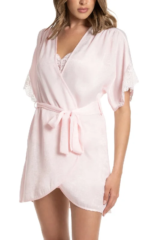 Breathable Bamboo Lingerie for Women  In Bloom Sleepwear Peach Short Sleeve Satin Wrap OTE030