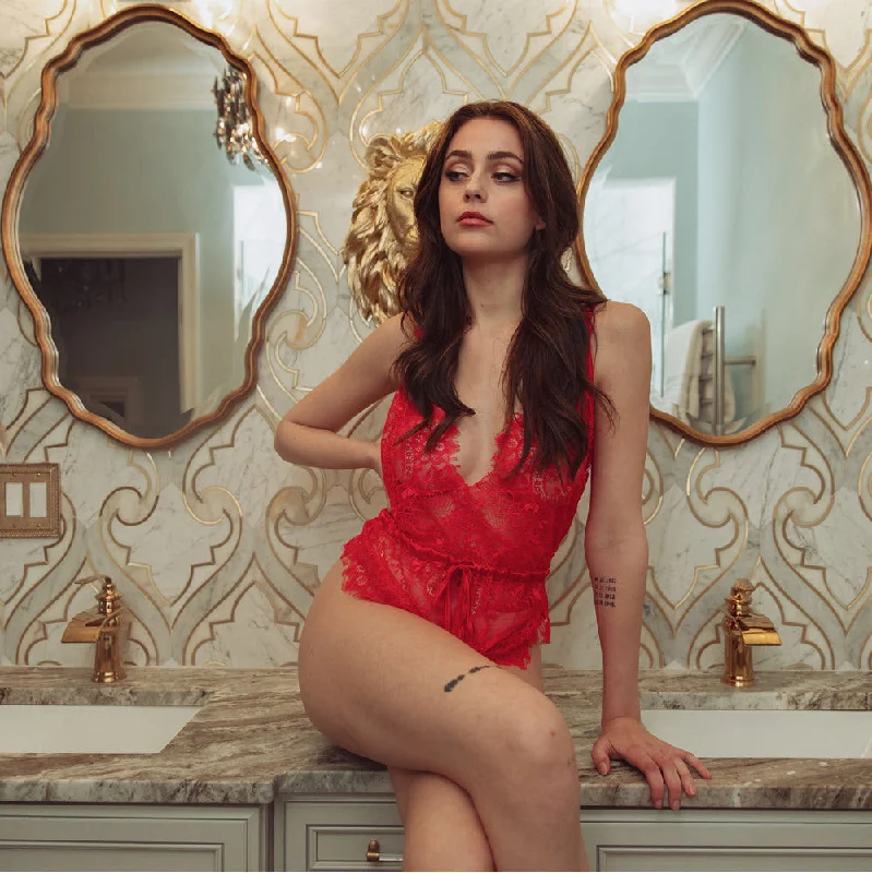 Luxury Lingerie for Special Occasions  Kilo Brava Lingerie Red All Lace Wireless Teddy 13102