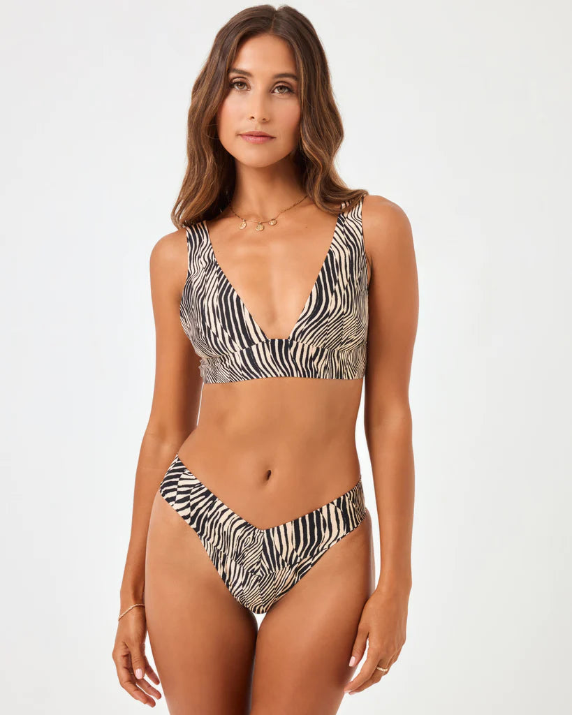 Bikini briefs with a high - waist and cheeky back​ L*Space Women's Quinn Classic Coverage Bikini Bottom - Hypnotica Animal Print