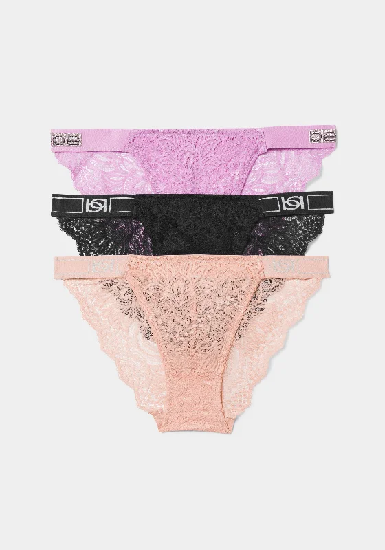 Women's Thermal Lingerie for Cold Weather  Lace Three Pack Bikini Set