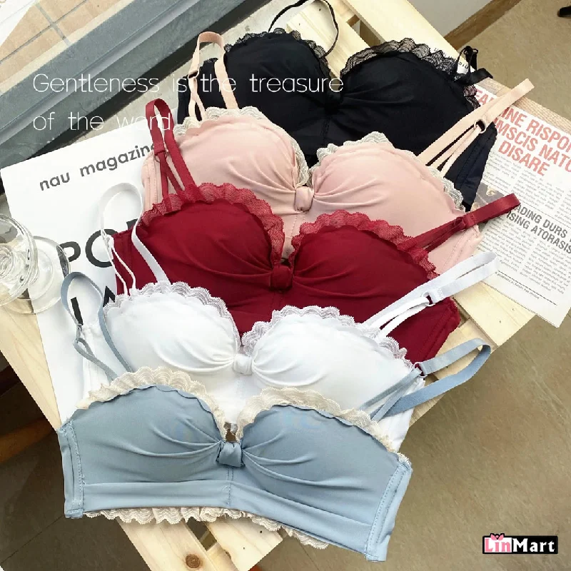 plus size women bra and panty sets LinMArt Bra PAnty Set comfortable breathable huddle thin embroidered bra set