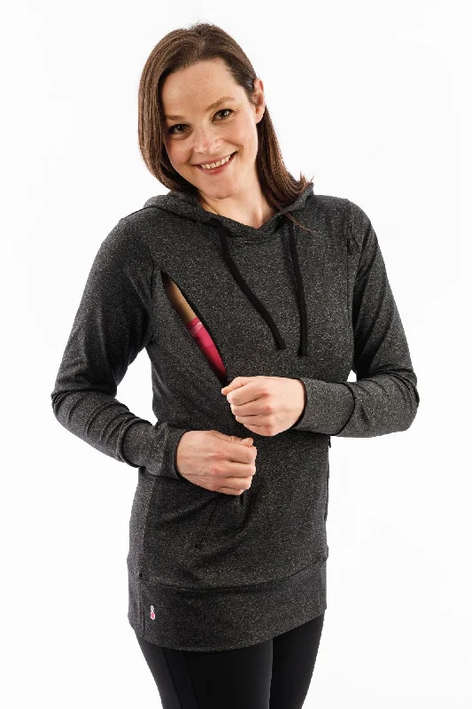 maternity and nursing combined women nursing bra Luxe Maternity and Nursing Hoodie Charcoal Marl