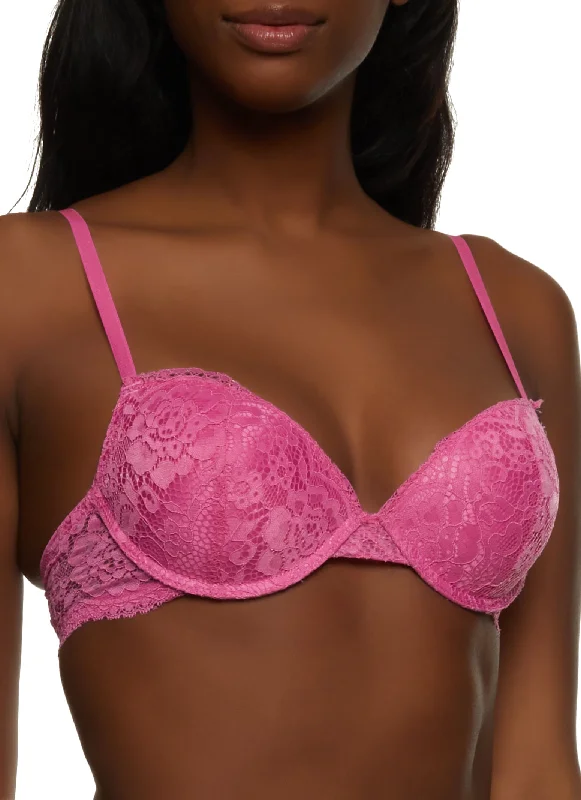Women's Thermal Lingerie for Cold Weather  Caged Back Floral Lace Plunge Bra