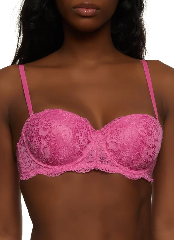 Women's High Waist Lingerie Bodysuits  Floral Lace Balconette Convertible Bra