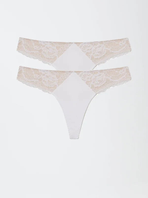 lace bikini panties for women with a glamorous look Minx Lace Trim Thong 2-Pack