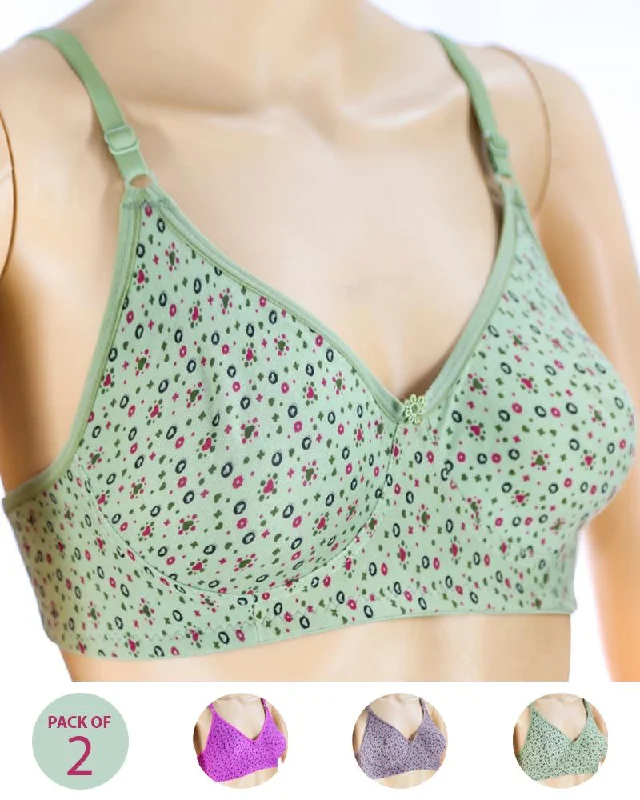 Non wired bralette with floral embroidery Pack of 2 - Madam Bra - M-8 - Non Padded, Non Wired Bra, Soft Jersey Cotton Bra Non wired bralette with floral embroidery Pack of 2 - Madam Bra - M-8 - Non Padded, Non Wired Bra, Soft Jersey Cotton Bra
