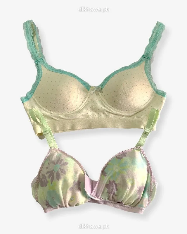 supportive women nursing bra for large busts Pack of 2 -Women Non Padded  Non Wired Bra Imported Stocklot Branded