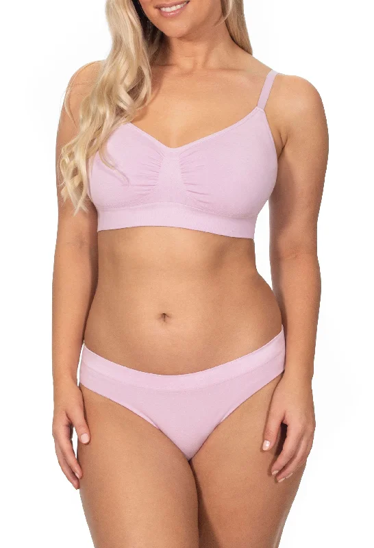 printed women bra and panty sets with animal prints Pink Bamboo Padded Wire Free Bra and Bikini Set