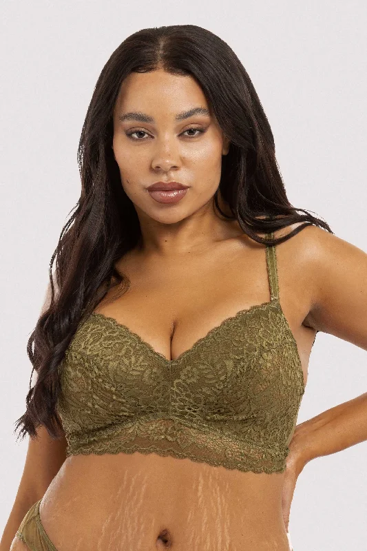 Wireless non wired bras with wide straps​ Emma Olive Wireless Bra