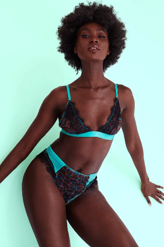 Breathable non wired bras for summer​ Harlow Leopard Multi Triangle Bralette