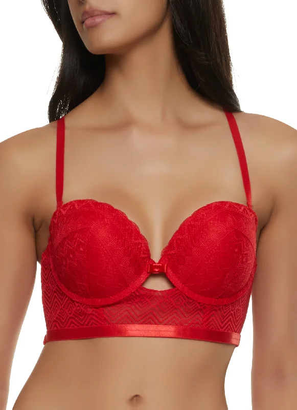 Sexy Lingerie for Women with Stockings  Aztec Lace Keyhole Balconette Bra | Converts to Strapless