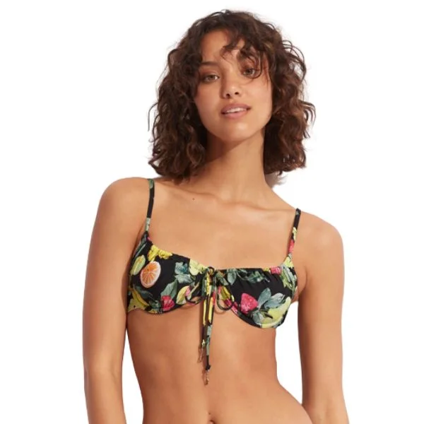 Color - block bikini briefs for a modern style​ SEAFOLLY - Lemoncello Underwire Bra With Tie Side Pant