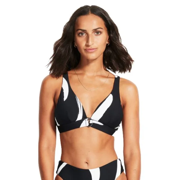 Low - rise bikini briefs with lace trim​ SEAFOLLY - New Wave Longline Tri Bikini Set