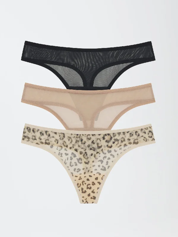 quick - drying panties for women for travel Spellbound Mesh Thong 3-Pack