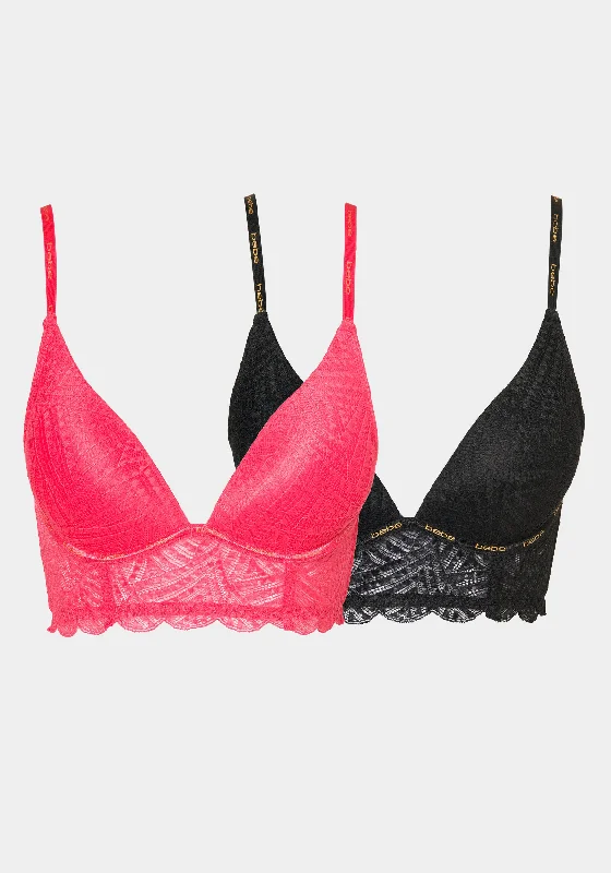 Women's Sheer Lingerie Nightgowns  Two Pack Longline Lace Bra