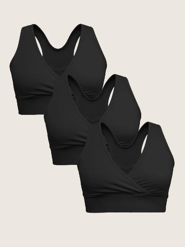 front closure women nursing bra Wash Wear Spare® French Terry Nursing Bra Pack | Black