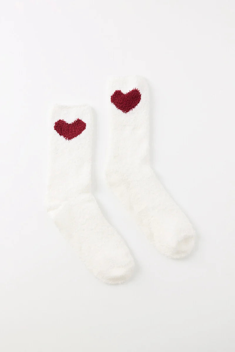 push - up panties for women with enhanced curves White fluffy heart socks