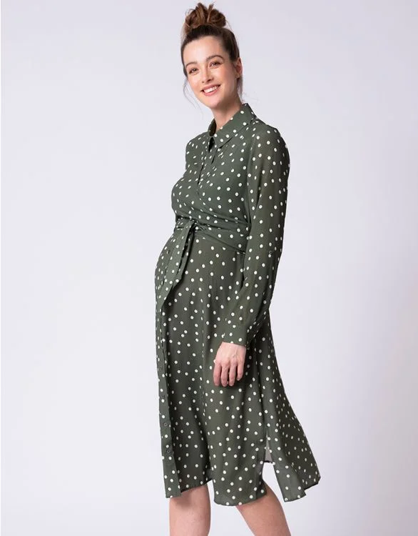 highly rated women nursing bra Polka Dot Shirt Dress