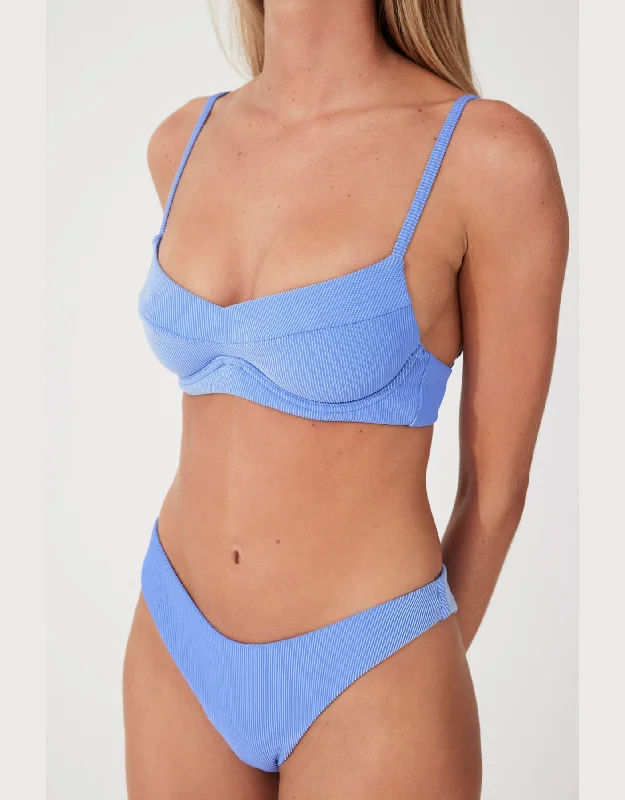 Tummy - control bikini briefs for a flattering shape​ Sky Stripe Rib Balconette Bra Cup Bikini Top
