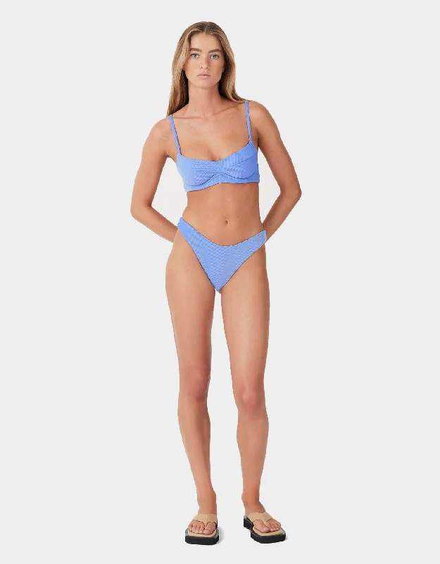 Plus - size bikini briefs for a comfortable fit​ Sky Stripe Rib Curve Bikini Bottom