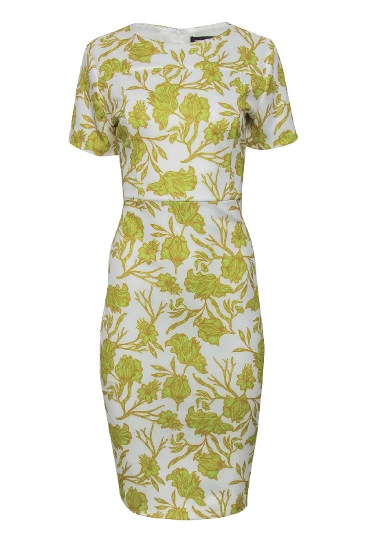Mermaid - Style Women Dress with a Fitted Silhouette for Special Occasions Mermaid - Style Women Dress with a Fitted Silhouette for Special Occasions Alexia Admor - White & Yellow Floral Short Sleeve Shift Dress Sz L