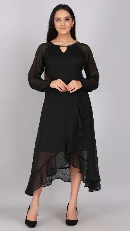 Plus Size Women Dress with a Flattering A - Line Cut for Comfort and Style Plus Size Women Dress with a Flattering A - Line Cut for Comfort and Style Dobby Wrap Black Asymmetric Dress Plus Size Women Dress with a Flattering A - Line Cut for Comfort and Style Plus Size Women Dress with a Flattering A - Line Cut for Comfort and Style Dobby Wrap Black Asymmetric Dress
